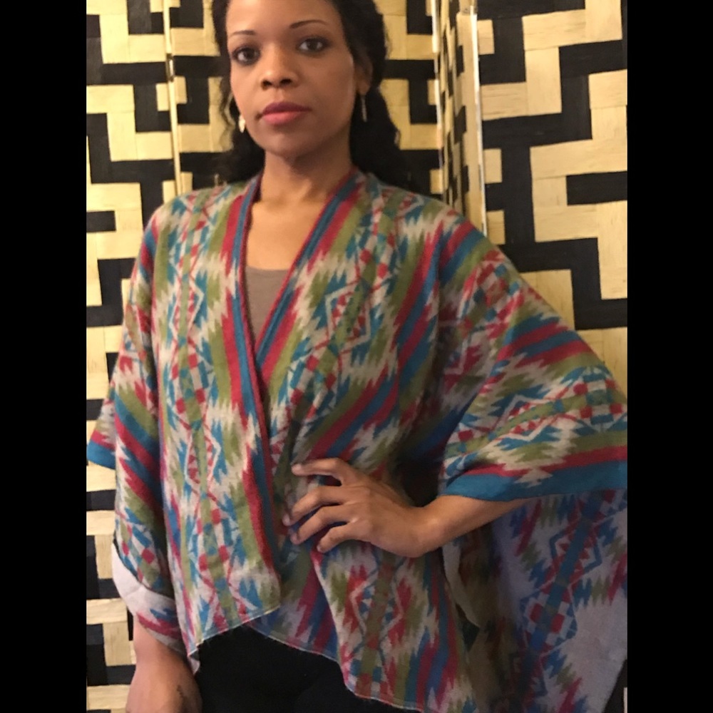 ASOS Aztec print poncho cape